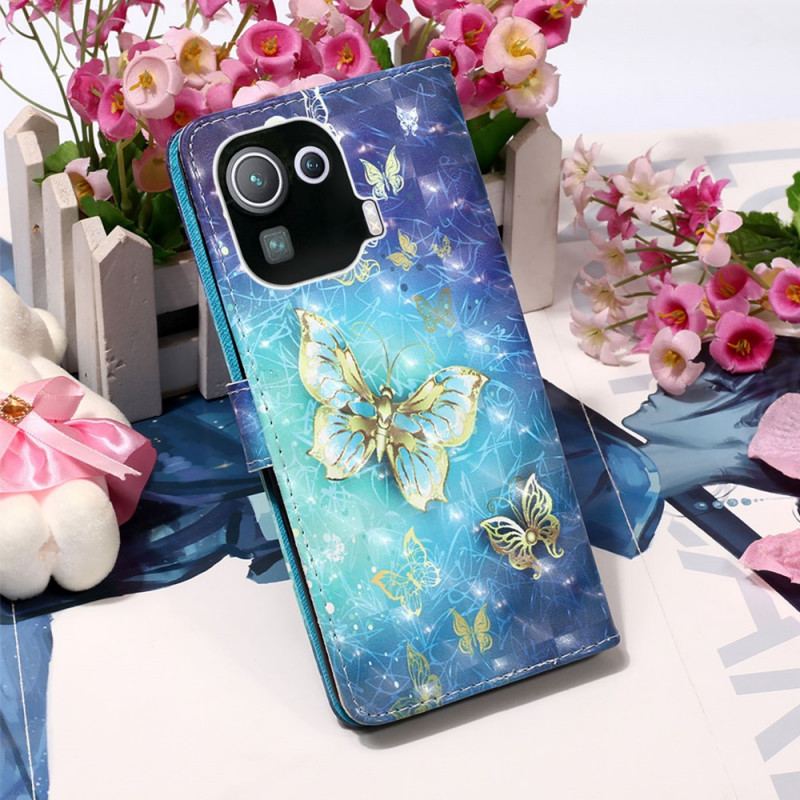 Housse Xiaomi Mi 11 Pro Papillons Dorés