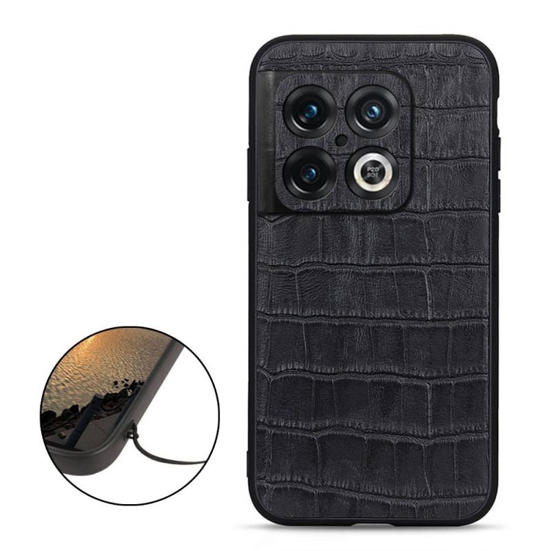 Coque OnePlus 10 Pro 5G Cuir Véritable Texture Crocodile