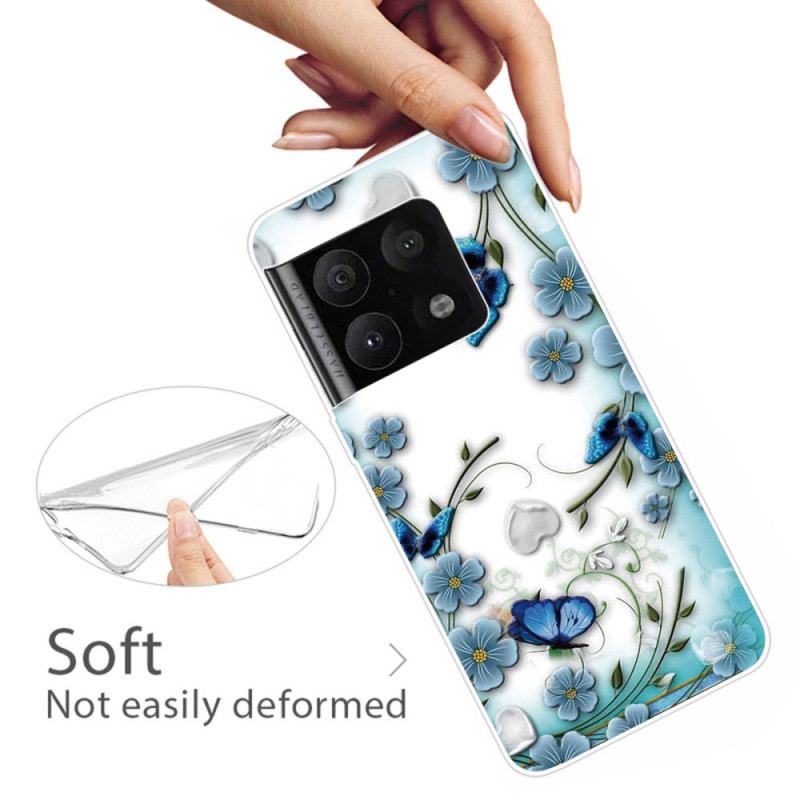 Coque OnePlus 10 Pro 5G Papillons et Fleurs Rétros