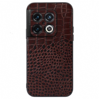 Coque OnePlus 10 Pro 5G Véritable Cuir Texture Crocodile