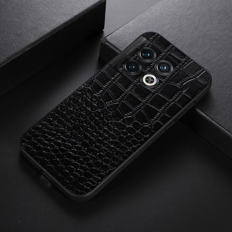 Coque OnePlus 10 Pro 5G Véritable Cuir Texture Crocodile