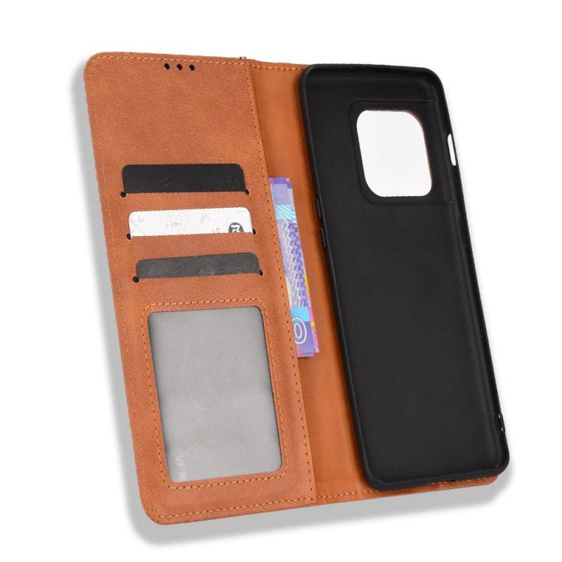 Flip Cover OnePlus 10 Pro 5G Effet Cuir Vintage Stylisé