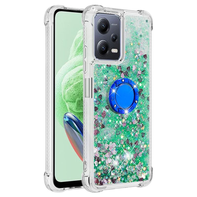 Coque Xiaomi Redmi Note 12/Poco X5 5G Paillettes Colorées Anneau-Support