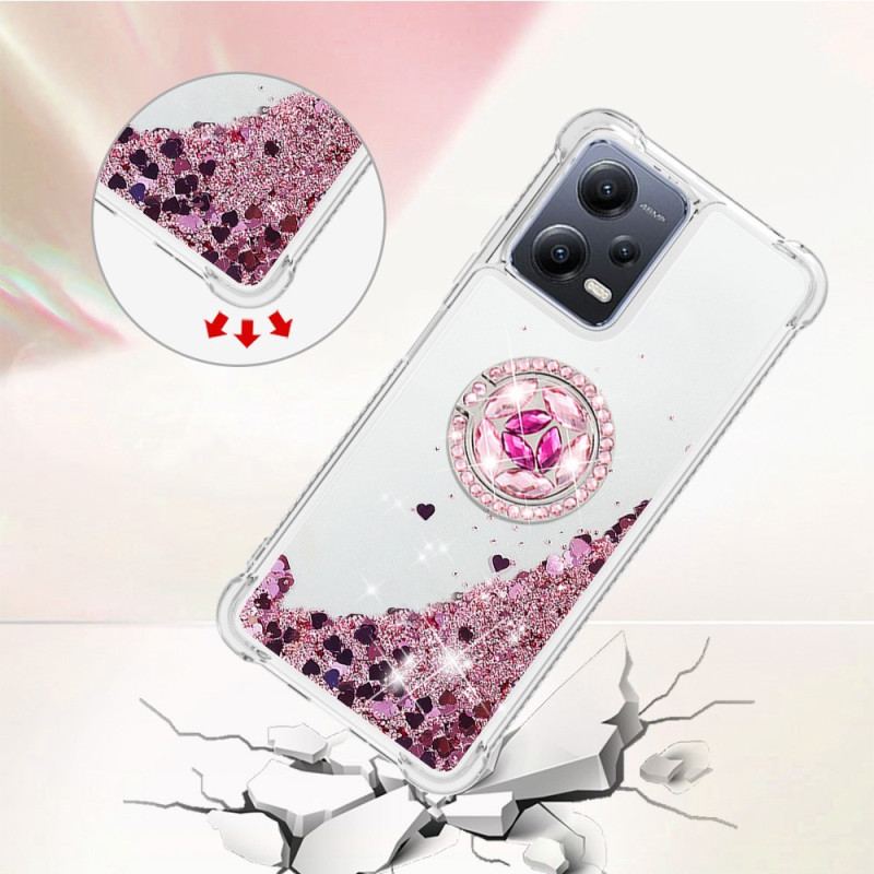 Coque Xiaomi Redmi Note 12/Poco X5 5G Paillettes Colorées Anneau-Support