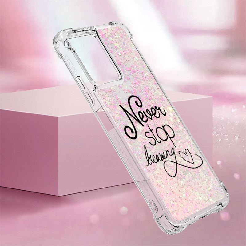 Coque Xiaomi Redmi Note 12/Poco X5 5G Paillettes Never Stop Dreaming