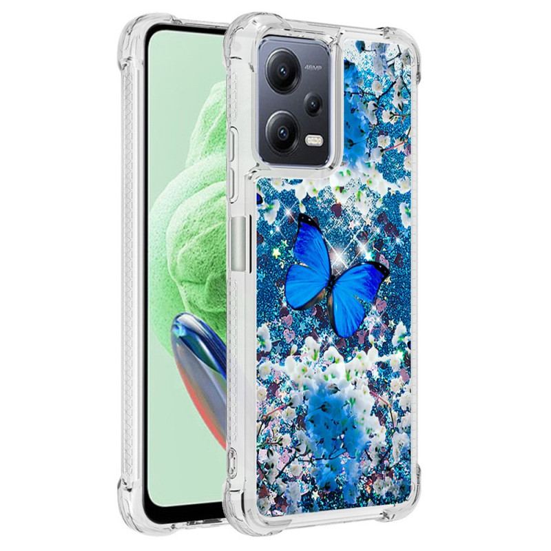 Coque Xiaomi Redmi Note 12/Poco X5 5G Paillettes Papillons