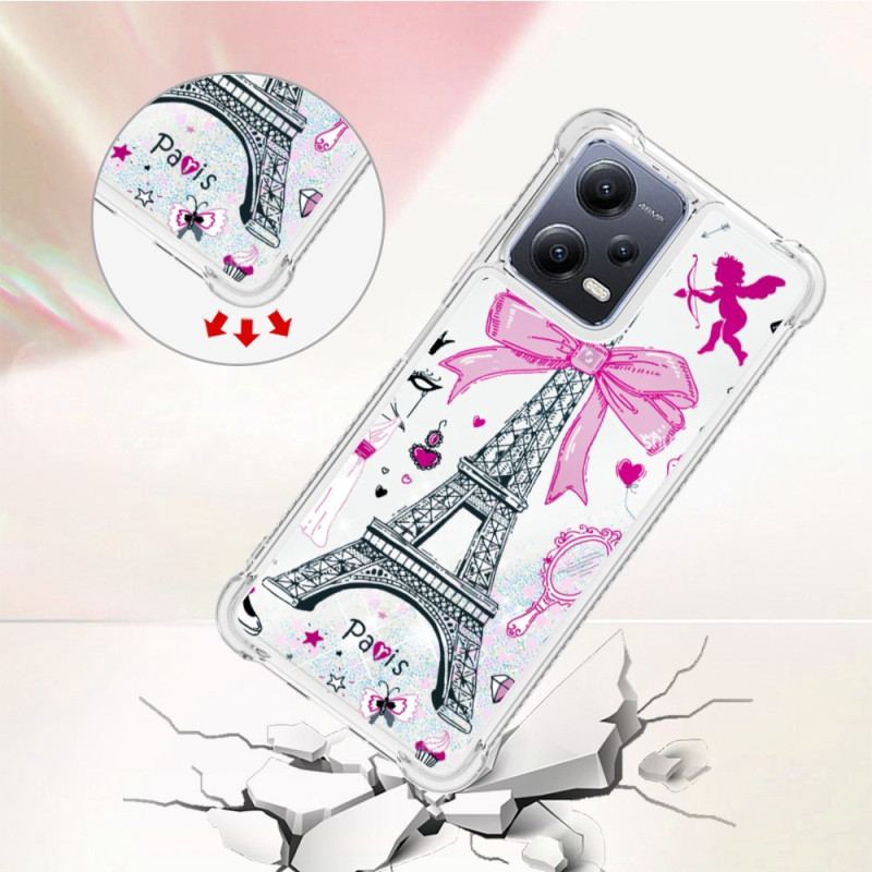 Coque Xiaomi Redmi Note 12/Poco X5 5G Paillettes Tour Eiffel