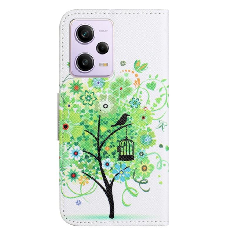 Housse Xiaomi Redmi Note 12/Poco X5 5G Arbre au Feuillage Vert à Lanière