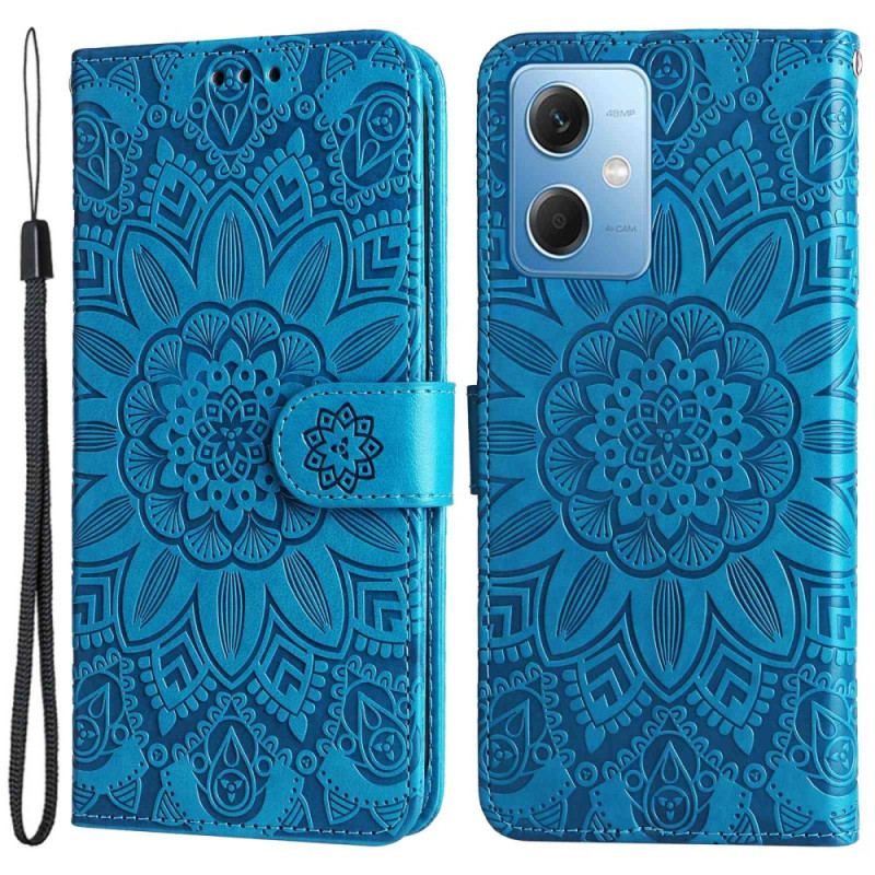 Housse Xiaomi Redmi Note 12/Poco X5 5G Déco Mandala à Lanière