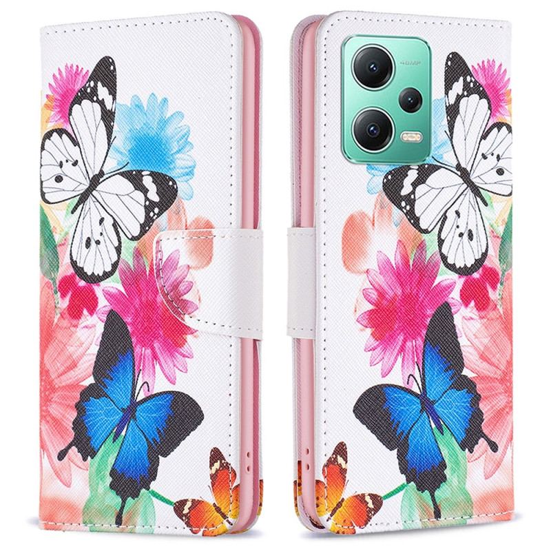 Housse Xiaomi Redmi Note 12/Poco X5 5G Papillons Aquarelle