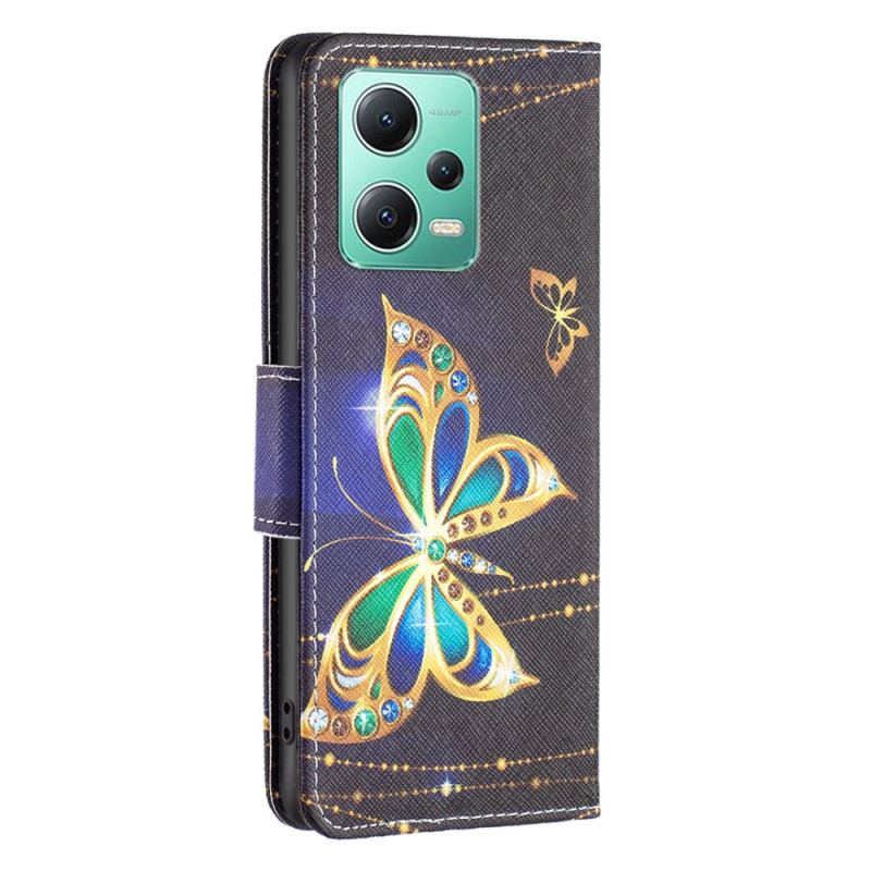 Housse Xiaomi Redmi Note 12/Poco X5 5G Papillons Dorés