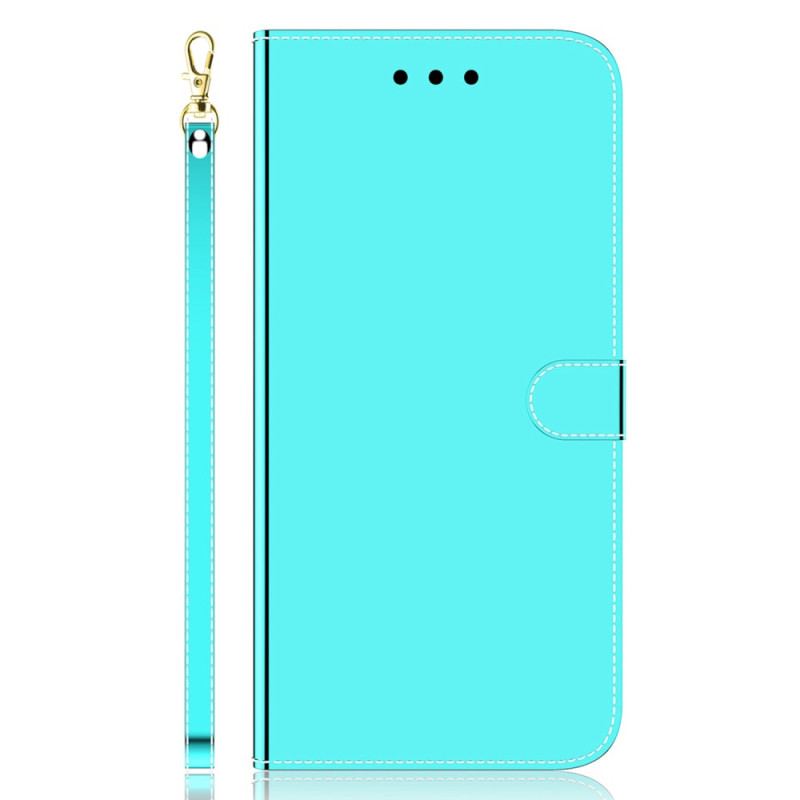 Housse Xiaomi Redmi Note 12/Poco X5 5G Simili Cuir Miroir avec Lanière