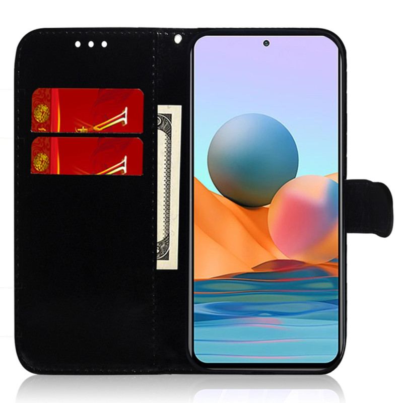 Housse Xiaomi Redmi Note 12/Poco X5 5G Simili Cuir Miroir avec Lanière