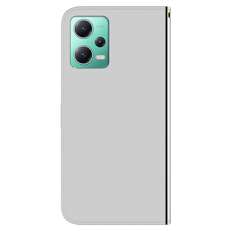 Housse Xiaomi Redmi Note 12/Poco X5 5G Simili Cuir Miroir avec Lanière