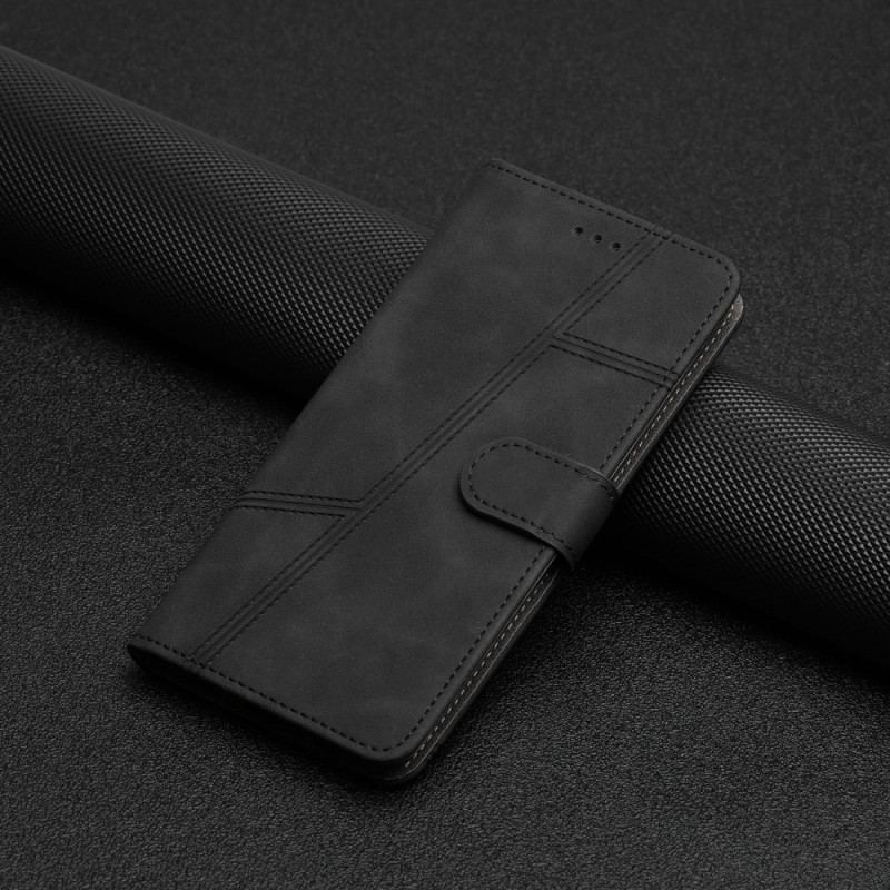 Housse Xiaomi Redmi Note 12/Poco X5 5G Style Cuir Géométrique à Lanière