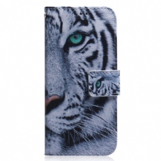 Housse Xiaomi Redmi Note 12/Poco X5 5G Tigre Blanc à Lanière