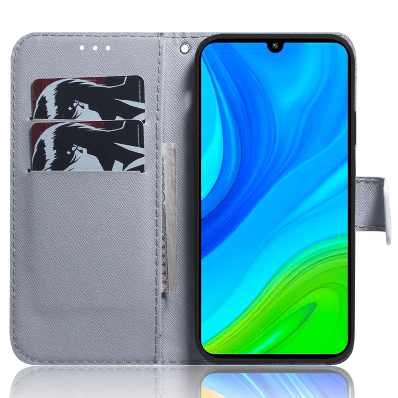 Housse Xiaomi Redmi Note 12/Poco X5 5G Tigre Blanc à Lanière