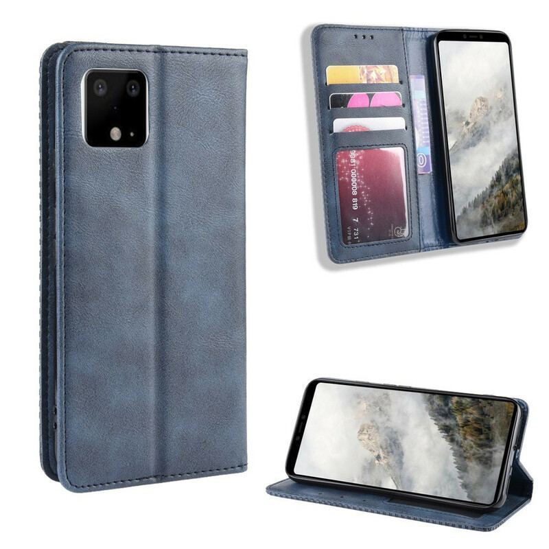 Flip Cover Google Pixel 4 XL Effet Cuir Vintage Stylisé