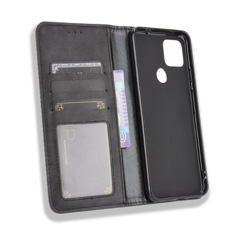 Flip Cover Goolge Pixel 4a 5G Effet Cuir Vintage Stylisé