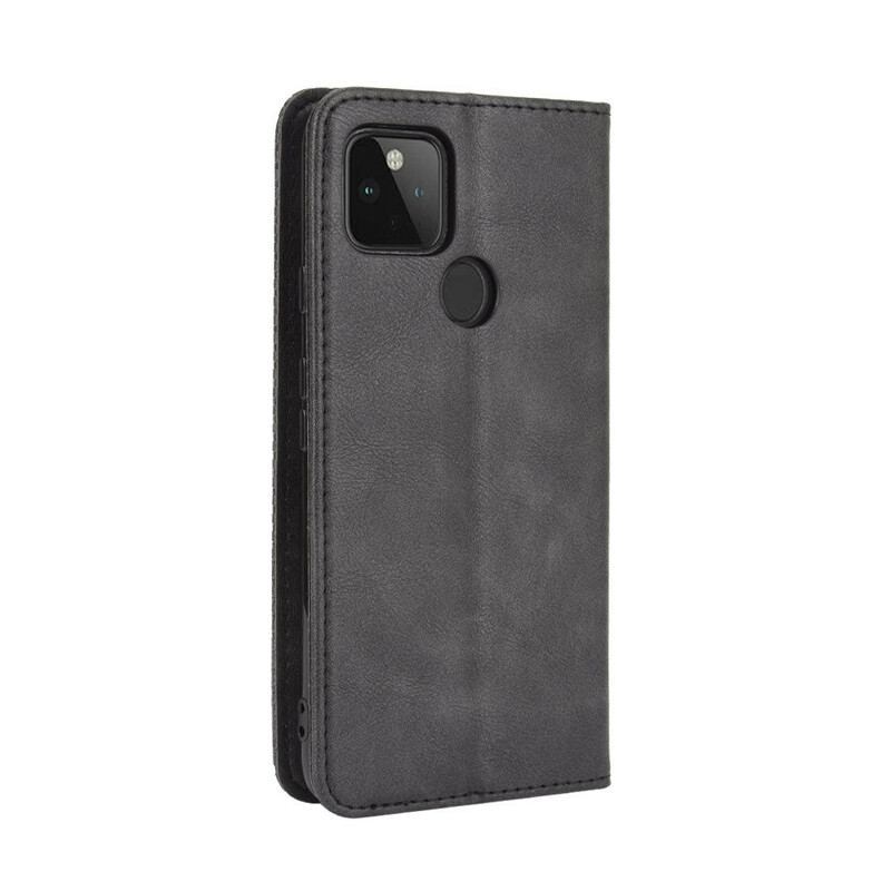 Flip Cover Goolge Pixel 4a 5G Effet Cuir Vintage Stylisé