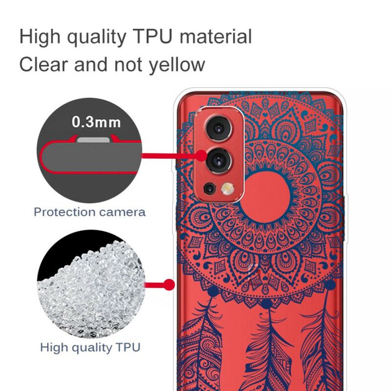 Coque OnePlus Nord 2 5G Transparente Attrape Rêves Plumes Bleues