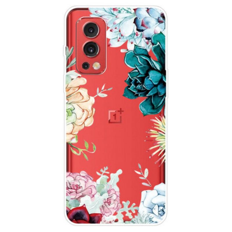 Coque OnePlus Nord 2 5G Transparente Fleurs Aquarelle