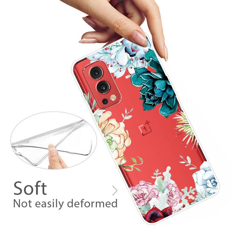 Coque OnePlus Nord 2 5G Transparente Fleurs Aquarelle