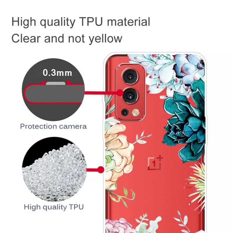 Coque OnePlus Nord 2 5G Transparente Fleurs Aquarelle