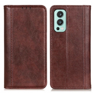 Flip Cover OnePlus Nord 2 5G Version Cuir Litchi Fendu