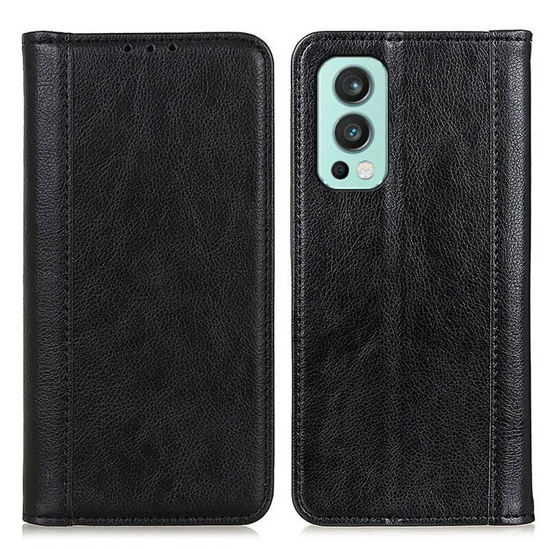 Flip Cover OnePlus Nord 2 5G Version Cuir Litchi Fendu