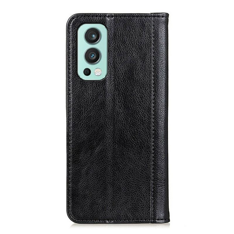 Flip Cover OnePlus Nord 2 5G Version Cuir Litchi Fendu