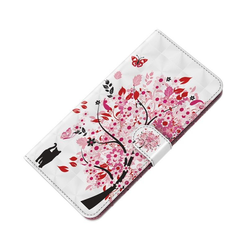 Housse OnePlus Nord 2 5G Arbre Rose et Chat Noir