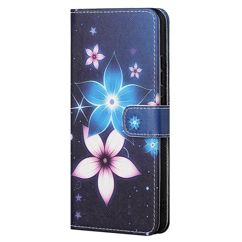 Housse OnePlus Nord 2 5G Fleurs Lunaires à Lanière