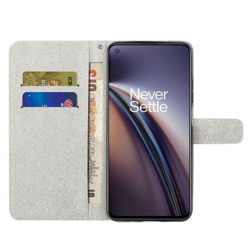 Housse OnePlus Nord 2 5G Fleurs Lunaires à Lanière