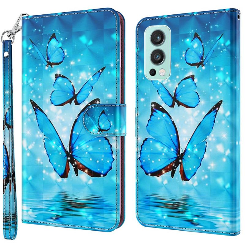 Housse OnePlus Nord 2 5G Papillons Bleus Volants