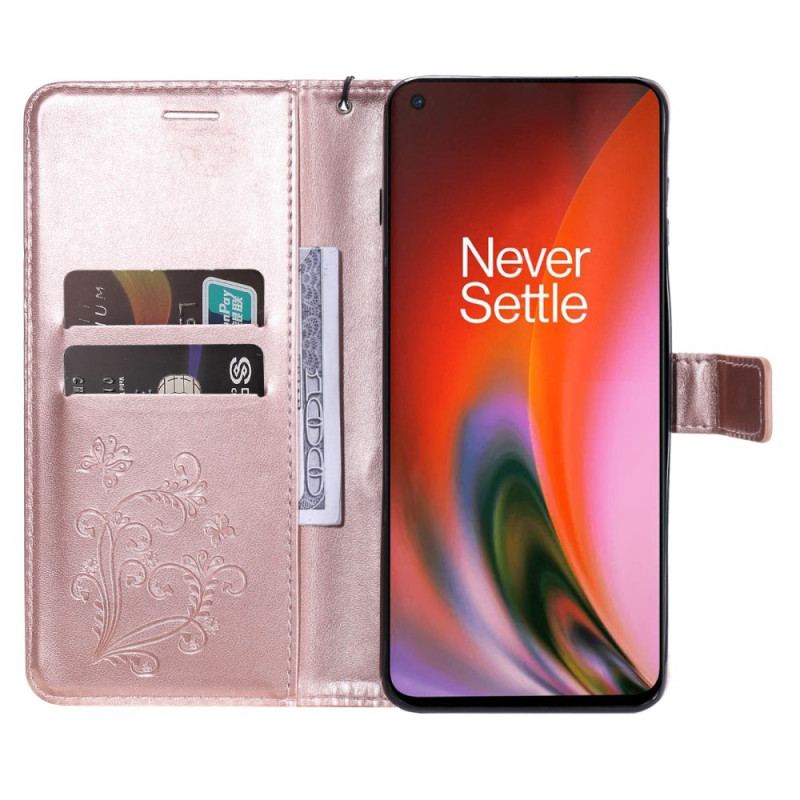 Housse OnePlus Nord 2 5G Papillons Géants à Lanière