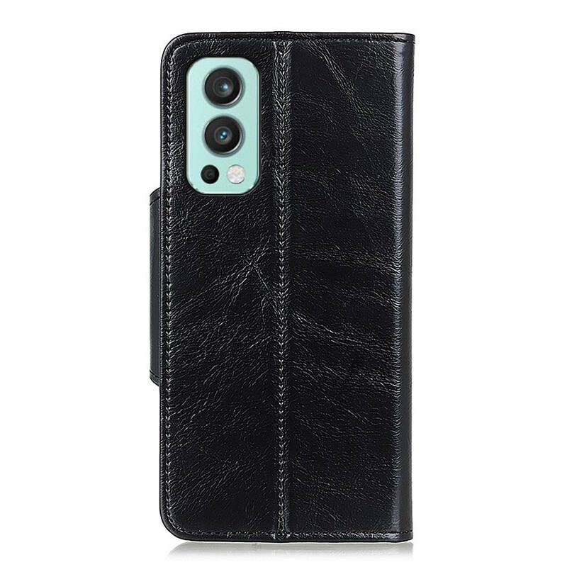 Housse OnePlus Nord 2 5G Simili Cuir Bouton Verni