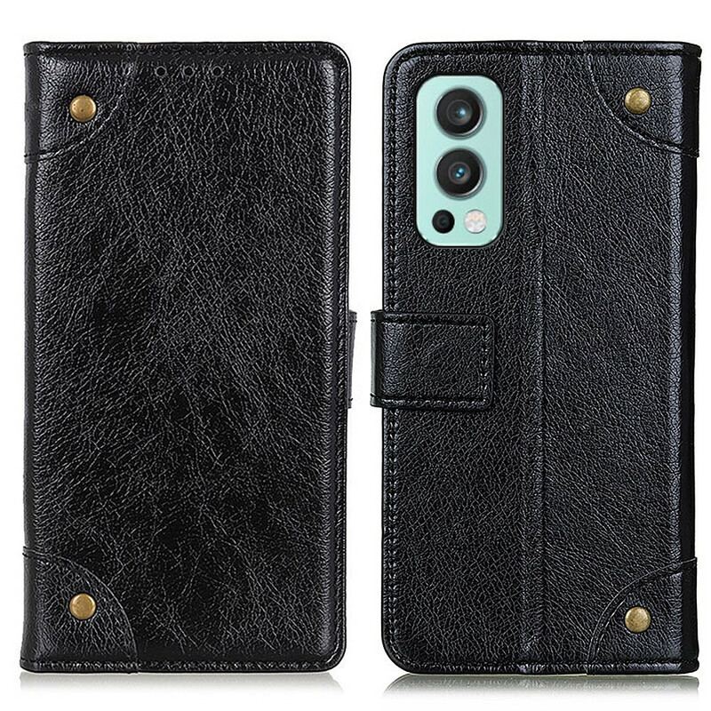 Housse OnePlus Nord 2 5G Style Cuir Nappa Rivets Vintage