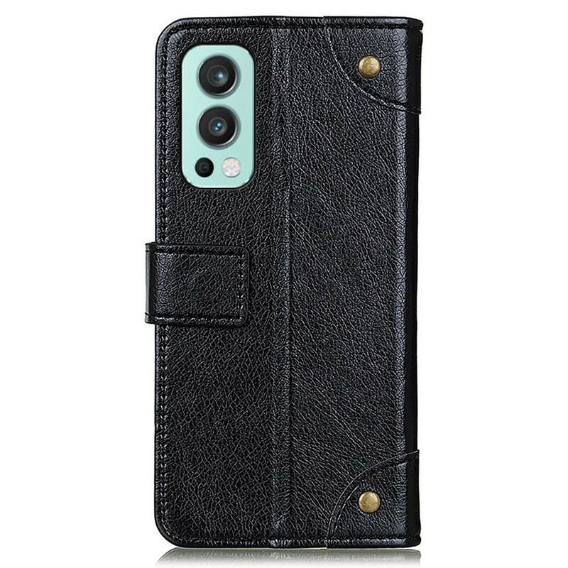 Housse OnePlus Nord 2 5G Style Cuir Nappa Rivets Vintage