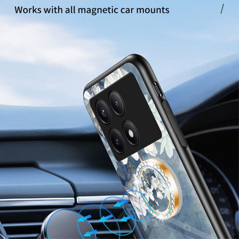 Coque Poco X6 Pro 5G Verre Trempé Anneau-Support Florale