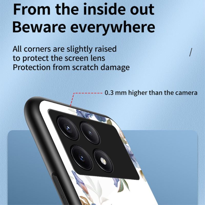 Coque Poco X6 Pro 5G Verre Trempé Anneau-Support Florale