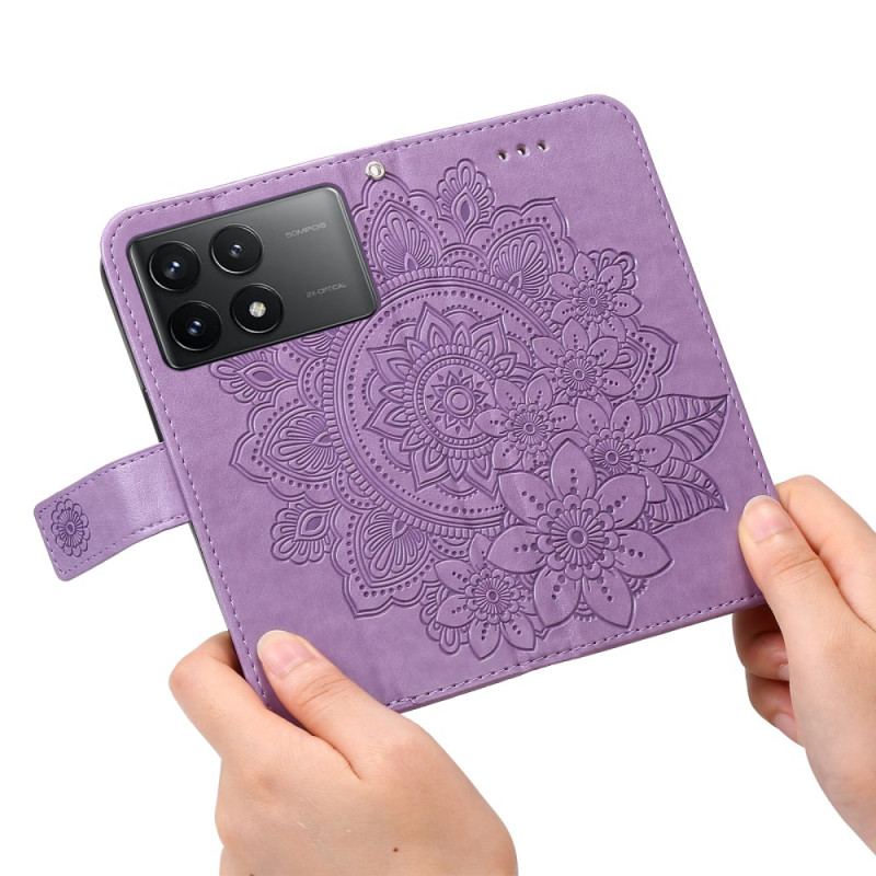 Housse Poco X6 Pro 5G Motif Floral à Lanière