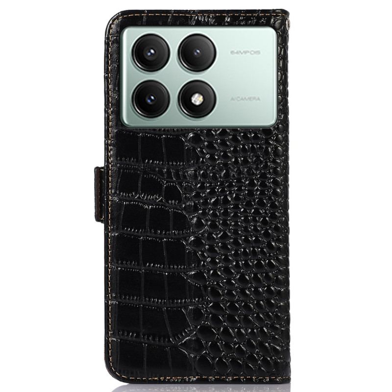 Housse Poco X6 Pro 5G Texture Crocodile Portefeuille avec Blocage RFID