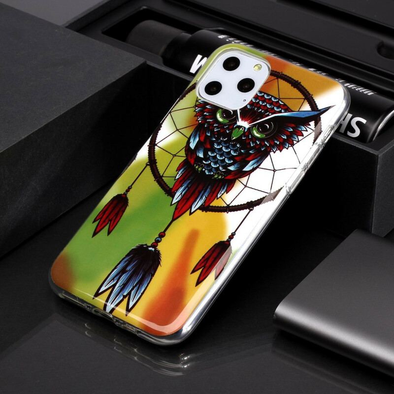 Coque iPhone 11 Attrape Rêves Hibou Fluorescente