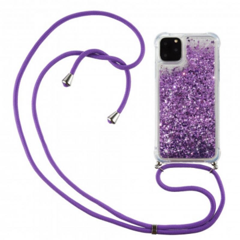 Coque iPhone 11 Pro Paillettes et Cordon