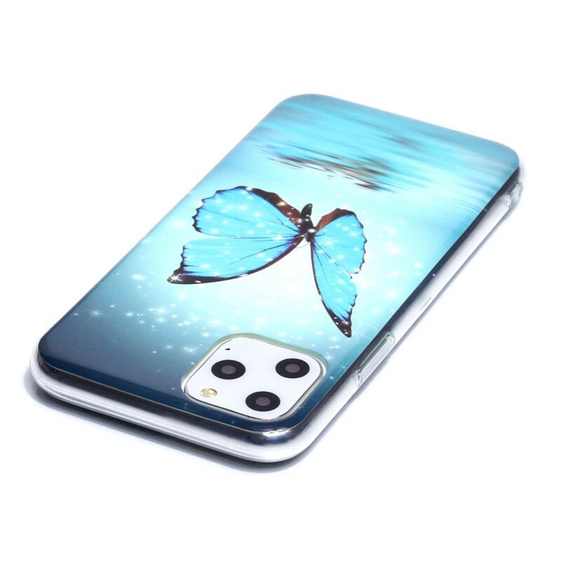 Coque iPhone 11 Pro Papillon Bleu Fluorescente