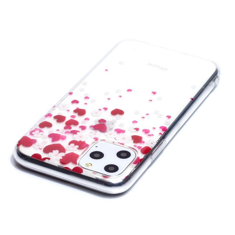 Coque iPhone 11 Pro Pluie de Coeurs