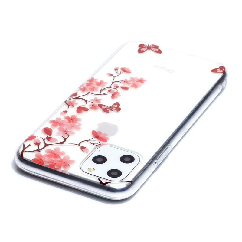 Coque iPhone 11 Pro Transparente Branche au Papillons