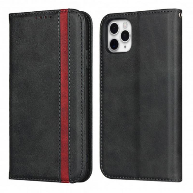 Flip Cover iPhone 11 Pro Effet Cuir Bicolore avec Lanière