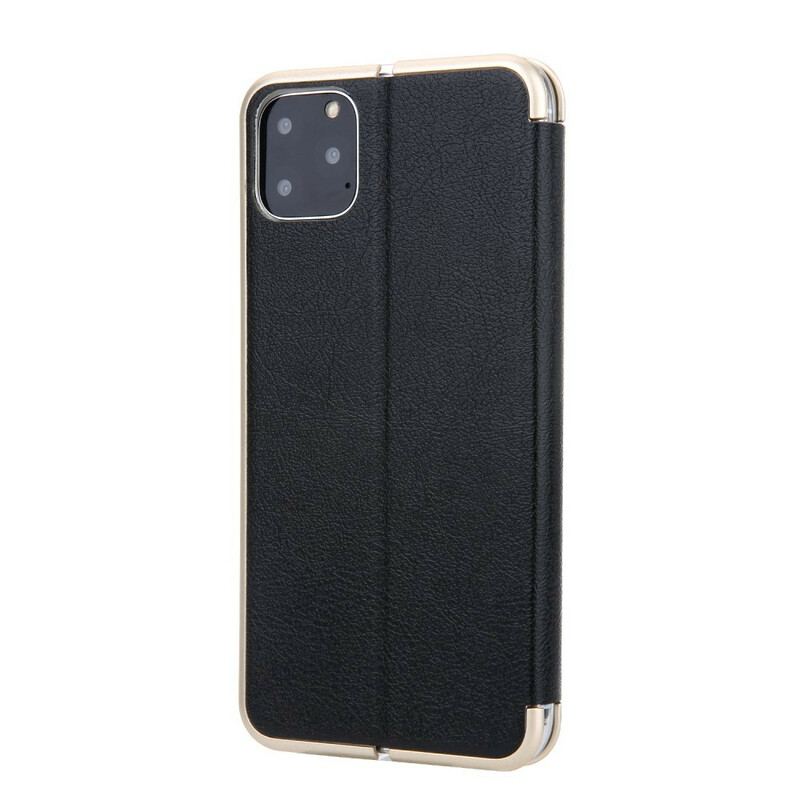 Flip Cover iPhone 11 Pro Simili Cuir CMAI2 Rebords Métallisés